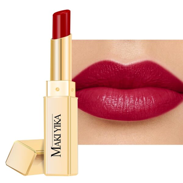 MAKI YIKA Moisture Burgundy Lipstick for Women Hydrate Lip Balm for Dry Cracked Lips Weightless Glossy Lip Color Juicy Finish,MA061 Red Tone
