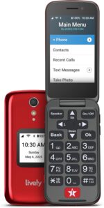 LIVELY Jitterbug Flip2 - Flip Cell Phone for Seniors - Not Compatible with Other Wireless Carriers - Must Be Activated Phone Plan - No SIM Needed - Red Flip Phone