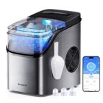 GoveeLife Smart Ice Maker Countertop, Portable Ice Machine with Voice Control, 9 Ice Cubes in 6 Minutes 3 Sizes, 26lbs/24Hrs, Self Cleaning RGB Lights, Quiet Ice Maker with Scoop for Kitchen Silver