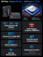GMKtec M5 Ultra Gaming Mini PC Ryzen 7 7730U (Upgraded 7430U/ 5825U) 16GB RAM 512GB SSD Dual NIC LAN 2.5GbE Desktop Computers Office Home, Triple 8K Display, WiFi 6E, USB3.2, USB-C, BT, DP, HDMI 2.0 - Image 2