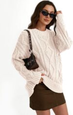 Trendy Queen Women's Oversized Cable Knit Crewneck Sweaters - Image 5