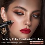 Brown Eyeshadow Stick Makeup Set 10PCS, Neutral Shimmer And Matte Cream Eye Shadow Palette, Metallic Bronze Smoky Eyeliner Brightener Crayon Pencil Kit, Ideal Gift for Women -Love's Gifts - Image 4