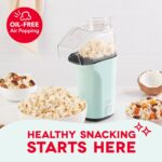 Dash Fresh Pop Popcorn Maker - Oil-Free, Air Popcorn Popper - With Measuring Cup & Recipe Guide - Perfect for Movie Nights - 16 Cups, Aqua - Image 2