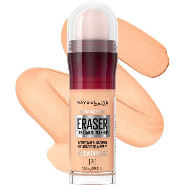 Suggest a better title and return a single title only without any other comments: Maybelline Instant Age Rewind Eraser Foundation with SPF 20 and Moisturizing ProVitamin B5, 120, 1 Count (Packaging May Vary)