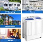 Giantex Portable Mini Compact Twin Tub Washing Machine 20lbs Washer Spain Spinner Portable Washing Machine, Blue+ White - Image 2