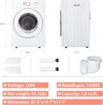 Euhomy Compact Dryer 1.8 cu. ft. Portable Clothes Dryers with Exhaust Duct with Stainless Steel Liner Four Function Small Dryer Machine, Suitable for Apartments, Dorm, RVs, White - Image 7