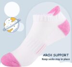 Suggest a better title and return a single title only without any other comments: Comfoex Girls Socks Ankle Athletic Socks For Kids 4-6 6-8 8-10 Years Old Short Socks With Cushioned Sole 8 Pairs - Image 5