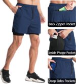 Aolesy Men's 2 in 1 Running Shorts 5" Workout Gym Athletic Shorts for Men Quick Dry Lightweight Training Shorts with Pockets - Image 4