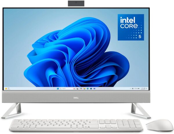 Dell 27 All-in-One Desktop ec27250-27-inch FHD (1920 x 1080) Display, Intel Core 5 Processor 120U, Intel Graphics, 16GB DDR5 RAM, 512GB SSD, Windows 11 Home, Onsite Service - White
