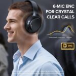 Hybrid Active Noise Cancelling Bluetooth 6.0 Headphones 120H Playtime 6 ENC Clear Call Mic, Over Ear Headphones Wireless with Hi-Res Audio Comfort Earcup Low Latency ANC Headphone for Travel Workout - Image 4