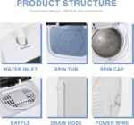 SUPER DEAL Compact Mini Twin Tub Washing Machine 13lbs Capacity Portable Washer Wash and Spin Cycle Combo, Built-in Gravity Drain for Camping, Apartments, Dorms, College, RV’s and Small Spaces - Image 5