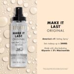 Suggest a better title and return a single title only without any other comments: Milani Setting Spray + Primer, Make It Last Original - Natural Finish with Niacinamide for Hydration, Setting Spray for Makeup and Face Primer, 3-in-1 Prime + Hydrate + Set, 2.03 Fl. Oz - Image 4