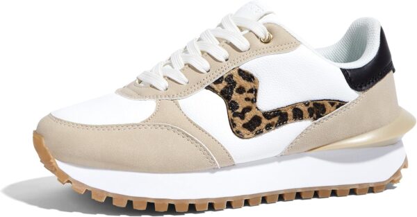 LUCKY STEP Women's Platform Fashion Sneakers Tennis Retro Walking Casual Trainers Stylish Durable Deluxe Skate Running Shoes