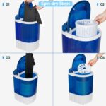 ZENY Portable Mini Washing Machine 8 lbs Washing Capacity Semi-Automatic Compact Washer Spinner Small Cloth Washer Laundry Appliances for Apartment, RV, Camping, Single Translucent Tub Blue - Image 5
