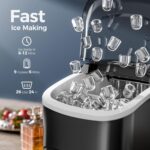 Ice Makers Countertop,26Lbs/24H,9 Cubes in 6 Mins,Portable Ice Maker Machine with Self-Cleaning,2 Sizes of Bullet Ice,Perfect for Home Kitchen(Black) - Image 2