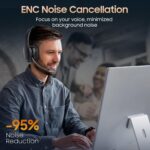 Trucker Bluetooth Headset, Wireless Headset with Mic, Bluetooth Headsets with Dual Noise Cancelling Microphone & Mute Button, 55Hrs Working Time PC Headsets for Cell Phones, Computer, Truck Driver - Image 2