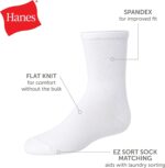Suggest a better title and return a single title only without any other comments: Hanes girls Uniform Crew Socks, Plain White Crew Socks, Knit Crew Socks for Girls, 10-pairs - Image 5