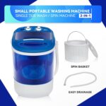 ZENY Portable Mini Washing Machine 8 lbs Washing Capacity Semi-Automatic Compact Washer Spinner Small Cloth Washer Laundry Appliances for Apartment, RV, Camping, Single Translucent Tub Blue - Image 2