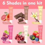 KIMUSE 6 Pcs Tinted Lip Butter Hydration Balm Set, 6 Flavored Shades Hydrating Plumping Gloss with Hyaluronic Acid & Vitamin E, Sheer Tint, Non-Sticky | Vegan Lip Care Makeup for Dry Lips & Daily - Image 3