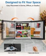 1.6 Cu Ft Mini Fridge with Freezer - 30dB Ultra Quiet Upright Freezer for Bedroom, Dorm & Office | Compact Fridge, Adjustable Thermostat, Reversible Door, ETL Certified - Image 6