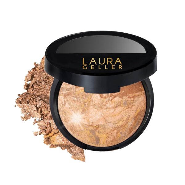 Suggest a better title and return a single title only without any other comments: LAURA GELLER NEW YORK Baked Balance-N-Glow Illuminating Foundation - Medium - Buildable Sheer to Light Coverage - Satin Finish