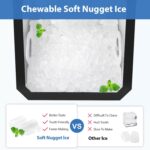 Aeitto Nugget Ice Maker Countertop, 55lbs/24H Ice Machine with 3.6L Water Tank&3.2Lbs Ice Basket, Self-Cleaning Pebble Ice Maker with Stainless Steel Housing for Home Office and Party, Silver - Image 3