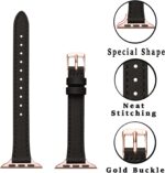 STIROLL Slim Leather Bands Compatible with Apple Watch Band 38mm 40mm 41mm 42mm(Series 11 10), Top Grain Leather Watch Thin Wristband for iWatch SE 9 8 7 6 5 4 3 2 1 (Black Rose Gold) - Image 2