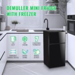 2.4 Cu.Ft Mini Fridge with Freezer & Double Door Small Tiny Size Refrigerator with 7 Temperature Control Knob Only Suitable for One Person Use Black - Image 6