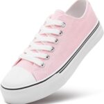 ZGR Womens White Tennis Shoes for Women,Lace up Canvas Sneakers,Casual Walking Canvas Shoes