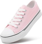 ZGR Womens White Tennis Shoes for Women,Lace up Canvas Sneakers,Casual Walking Canvas Shoes