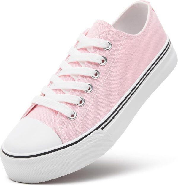 ZGR Womens White Tennis Shoes for Women,Lace up Canvas Sneakers,Casual Walking Canvas Shoes