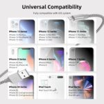 iPhone Charger 3 Pack 10 ft Apple MFi Certified Lightning Nylon Braided Cable Fast Charging Cord Compatible with iPhone 13 12 11 Pro Max XR XS X 8 7 6 Plus SE iPad and More - Image 7