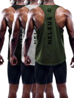 NELEUS Men's 3 Pack Dry Fit Y-Back Muscle Tank Workout Gym Shirt