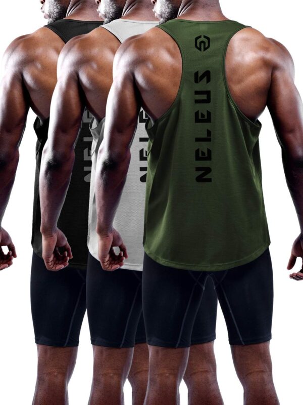 NELEUS Men's 3 Pack Dry Fit Y-Back Muscle Tank Workout Gym Shirt