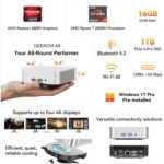 GEEKOM A6 Mini PC with AMD Ryzen 7 6800H, 16GB DDR5 RAM (Upgradable, Not LPDDR), 1TB PCIe 4.0 NVMe SSD, Compact Aluminium Design Windows 11 Pro Desktop Computer with USB4/8K/Wi-Fi 6E/BT 5.2/SD Slot - Image 2