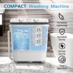 Portable Twin Tub 18lbs Washing Machine with Drying Rack and 10 Hangers, 11lbs Washer Mini Compact Laundry Machine with 7lbs Spinner, Semi-automatic Washer Combo for Dorms, Apartment - Image 4