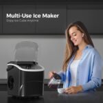 Crzoe Ice Makers Countertop with Handle, 2 Sizes of Ice, 9 Bullet Ice Cubes in 6 Mins, 26Lbs/24H, Portable Ice Maker with Self-Cleaning, Ice Machine for Home&Kitchen&Office&Party - Image 6