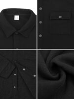 Men's Fleece Cargo Jacket Tracksuit Set 2 Pieces Solid Color Long Sleeve Button up Jacket and Cargo Pants Set - Image 6