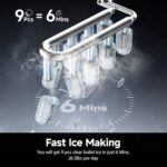EUHOMY Ice Maker Countertop with Carry Handle, 9 Cubes Ready in 6 Mins, 26.5lbs/24H, Self-Cleaning, 2 Sizes of Bullet Ice with Basket and Scoop, Portable Ice Maker Machine for Home, Kitchen, Office - Image 2