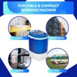 ZENY Portable Mini Washing Machine 8 lbs Washing Capacity Semi-Automatic Compact Washer Spinner Small Cloth Washer Laundry Appliances for Apartment, RV, Camping, Single Translucent Tub Blue - Image 4