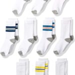 Amazon Essentials Boys and Toddlers' Cotton Cushioned Crew Sports Socks, 10 Pairs