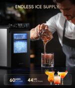 ecozy Smart Nugget Ice Maker Countertop, First Full-Color Smart Panel Ice Machine with APP Control, Double-Layer Insulation, 44 lbs/24H Soft Pellet Chewable Ice, Pull-Out Water Tank, Self-Cleaning - Image 6