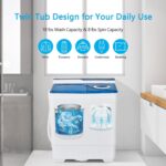 COSTWAY Portable Washing Machine, Twin Tub 26 Lbs Capacity, 18 Lbs Washer and 8 Lbs Spinner, Compact Washer with Control Knobs, Timer Function, Drain Pump, Laundry washer for Apartment RV, Blue - Image 5