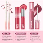 3PCS Lip Combo Set - Matte Lip Liner Pencil + Hydrating Tinted Lip Balm + Juicy Lip Gloss Tint, Non-Sticky, Long-Lasting, High Pigment Lip Makeup Kit (Juicy Plum Set) - Image 3