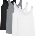 Hanes Women's Originals Ribbed Tank Pack, Soft Cotton Rib Tank Tops for Women, 4-Pack