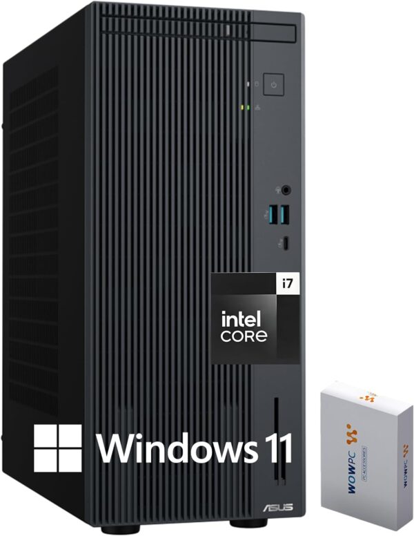 ASUS V500 Home & Business Desktop Computer Intel Core i7 (Up to 4.9GHz), 16GB RAM, 512GB PCIe + 500GB External, Display Port, WiFi 6, HDMI, Keyboard & Mouse, 2-Monitor Support 4K, Windows 11