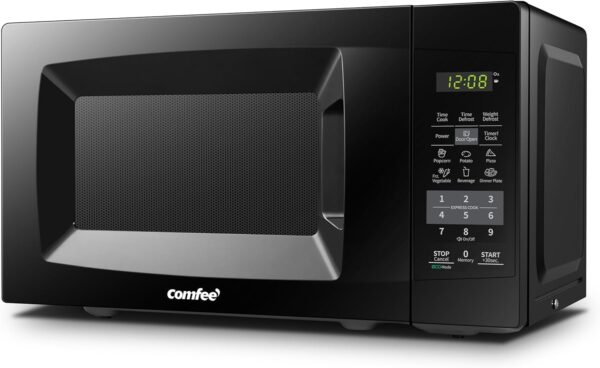 COMFEE' EM720CPL-PMB Countertop Microwave Oven with Sound On/Off, ECO Mode and Easy One-Touch Buttons, 0.7cu.ft, 700W, Black