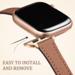 Charlam Slim Leather Band Compatible with Apple Watch Bands for Women 40mm 38mm 41mm 42mm 44mm 45mm 46mm, Top Grain Genuine Leather Strap Thin Wristband for iWatch Series 11 10 SE 9 8 7 6 5 4 3 2 1 - Image 4