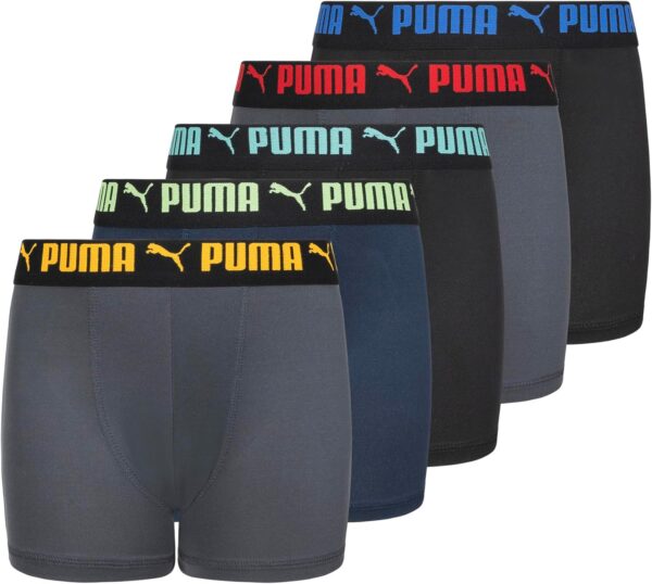 PUMA boys 5 Pack Performance Boxer Briefs