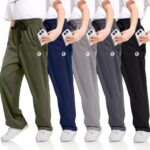 Boys Sweatpants with Zip Pockets 5Pack Athletic Pants Mesh Joggers for Boys 5-24